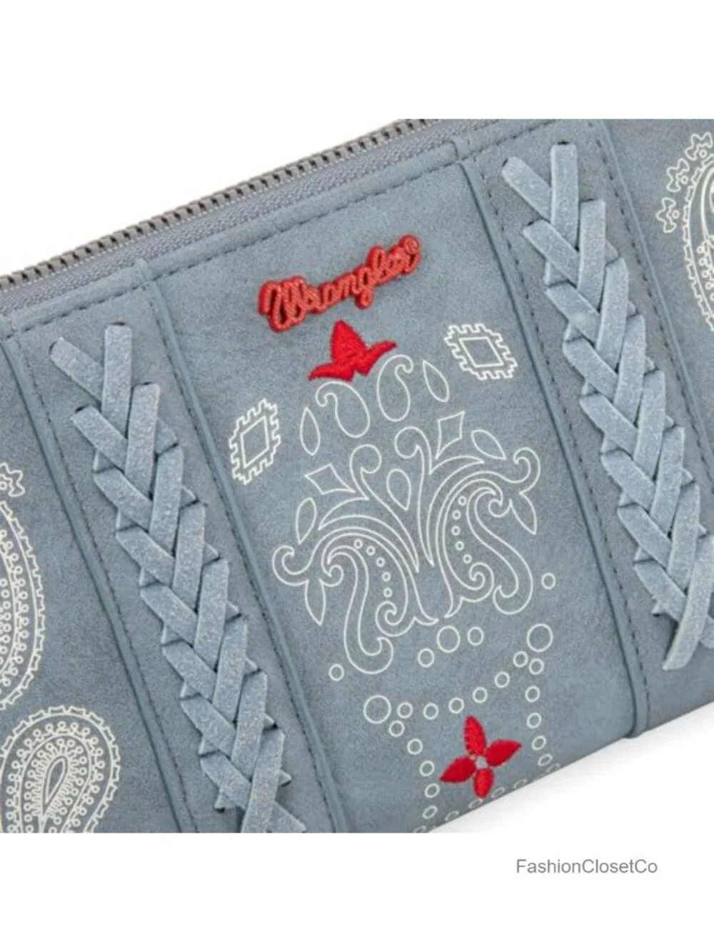 Bifold Wristlet Wallet with Paisley Pattern Faux Leather RFID Protected